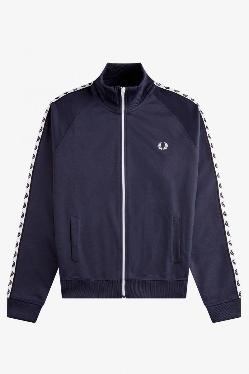 Deep Grey Fred Perry Taped Track Men's Jackets | PH 1259TCEV